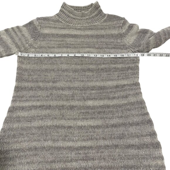 Anthropologie Moth Twin Shadows Gray Striped High Neck Sweater Size M - Picture 7 of 8